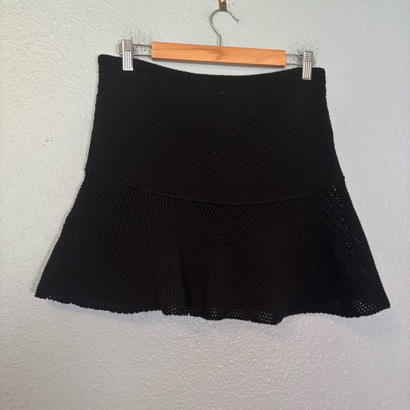 IRO Women's Davina Black Mesh Pleated Skater Mini Skirt Medium Designer‎ Classic - Picture 6 of 10